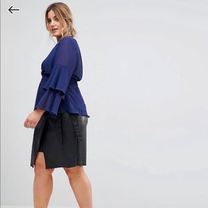 ASOS plus wrap front chiffon top